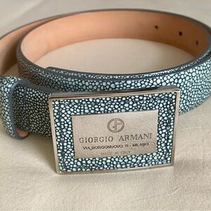 Giorgio Armani Blue Grey Stingray Skin Belt